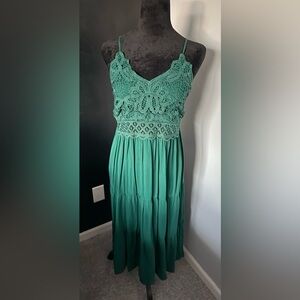 Green Lace Midi Dress